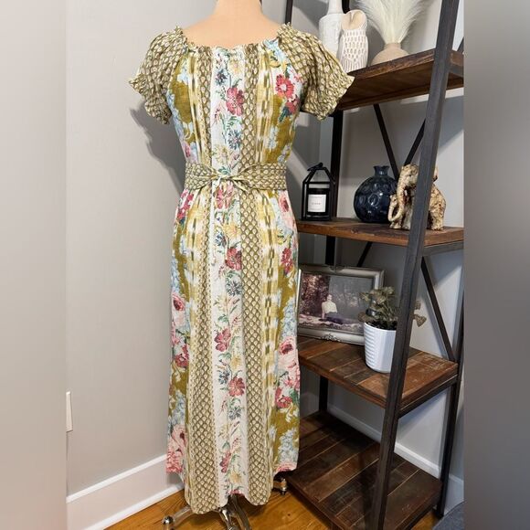 NWT D’Ascoli Dascoli Sidonie Cotton India Print Dress Women’s LRG Midi Sundress - Picture 2 of 12